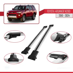 Toyota 4Runner (N280) 2010 ve Sonrası ile Uyumlu FLY Model Ara Atkı Tavan Barı GRİ - Görsel 4