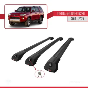 Toyota 4Runner (N280) 2010 ve Sonrası ile uyumlu ACE-1 Ara Atkı Tavan Barı SİYAH 3 ADET BAR thumb 4