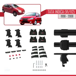 Tata Indica (V1/V2) 1998-2008 Arası ile uyumlu ACE-4 Ara Atkı Tavan Barı SİYAH - Görsel 5