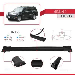 Suzuki XL-7 1999-2006 Arası ile Uyumlu FLY Model Ara Atkı Tavan Barı SİYAH 3 ADET BAR - Görsel 4