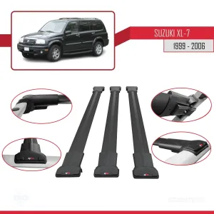 Suzuki XL-7 1999-2006 Arası ile Uyumlu FLY Model Ara Atkı Tavan Barı SİYAH 3 ADET BAR - Görsel 5