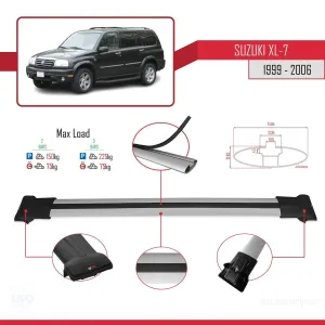 Suzuki XL-7 1999-2006 Arası ile Uyumlu FLY Model Ara Atkı Tavan Barı GRİ thumb 4