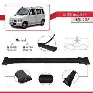 Suzuki Wagon R+ 1998-2003 Arası ile Uyumlu FLY Model Ara Atkı Tavan Barı SİYAH thumb 4