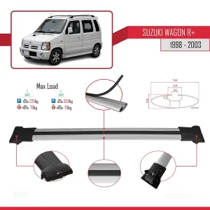Suzuki Wagon R+ 1998-2003 Arası ile Uyumlu FLY Model Ara Atkı Tavan Barı GRİ 3 ADET BAR - Görsel 4