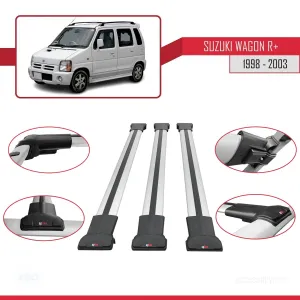 Suzuki Wagon R+ 1998-2003 Arası ile Uyumlu FLY Model Ara Atkı Tavan Barı GRİ 3 ADET BAR - Görsel 5
