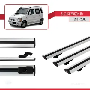 Suzuki Wagon R+ 1998-2003 Arası ile uyumlu Basic Model Ara Atkı Tavan Barı GRİ 3 ADET - Görsel 3