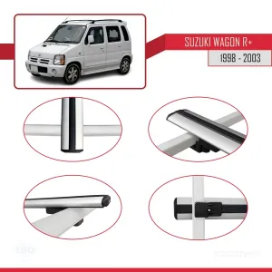 Suzuki Wagon R+ 1998-2003 Arası ile uyumlu Basic Model Ara Atkı Tavan Barı GRİ 3 ADET - Görsel 4
