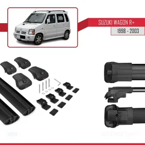 Suzuki Wagon R+ 1998-2003 Arası ile uyumlu ACE-1 Ara Atkı Tavan Barı SİYAH - Görsel 5