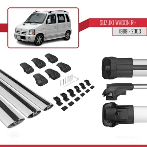 Suzuki Wagon R+ 1998-2003 Arası ile uyumlu ACE-1 Ara Atkı Tavan Barı GRİ 3 ADET BAR thumb 5