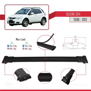 Suzuki SX4 2006-2013 Arası ile uyumlu FLY Model Ara Atkı Tavan Barı SİYAH thumb 4