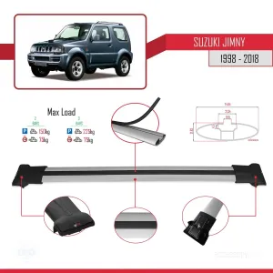 Suzuki Jimny 1998-2018 Arası ile uyumlu FLY Model Ara Atkı Tavan Barı GRİ - Görsel 4