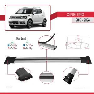 Suzuki Ignıs 2016 ve Sonrası ile Uyumlu FLY Model Ara Atkı Tavan Barı GRİ thumb 4