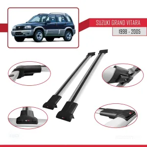 Suzuki Grand Vitara 1998-2005 Arası ile uyumlu FLY Model Ara Atkı Tavan Barı GRİ thumb 5