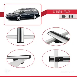 Subaru Legacy 1994-1999 Arası ile uyumlu Basic Model Ara Atkı Tavan Barı GRİ 3 ADET - Görsel 4