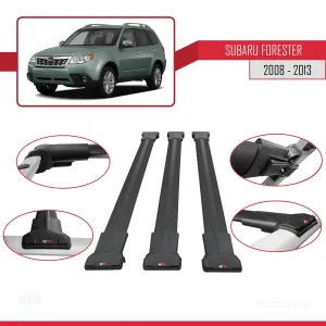 Subaru Forester 2008-2013 Arası ile Uyumlu FLY Model Ara Atkı Tavan Barı SİYAH 3 ADET BAR - Görsel 5
