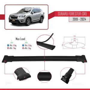 Subaru Forester (SK) 2019 ve Sonrası ile Uyumlu FLY Model Ara Atkı Tavan Barı SİYAH thumb 4