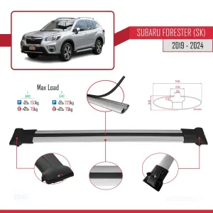Subaru Forester (SK) 2019 ve Sonrası ile Uyumlu FLY Model Ara Atkı Tavan Barı GRİ thumb 4