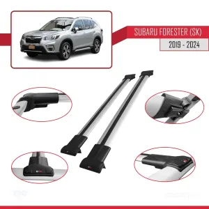 Subaru Forester (SK) 2019 ve Sonrası ile Uyumlu FLY Model Ara Atkı Tavan Barı GRİ thumb 5
