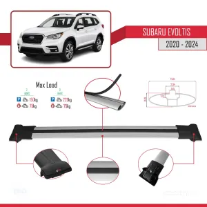 Subaru Evoltis 2020 ve Sonrası ile Uyumlu FLY Model Ara Atkı Tavan Barı GRİ thumb 4
