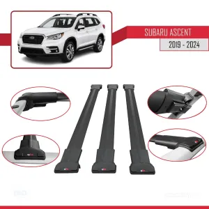 Subaru Ascent 2019 ve Sonrası ile Uyumlu FLY Model Ara Atkı Tavan Barı SİYAH 3 ADET BAR - Görsel 5