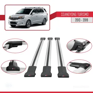 Ssangyong Turismo 2013-2019 Arası ile uyumlu FLY Model Ara Atkı Tavan Barı GRİ 3 ADET BAR thumb 5