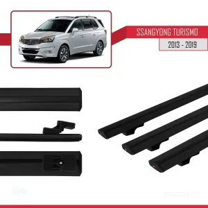 Ssangyong Turismo 2013-2019 Arası ile uyumlu Basic Model Ara Atkı Tavan Barı SİYAH 3 ADET thumb 3