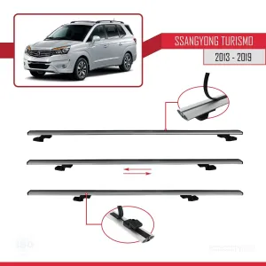 Ssangyong Turismo 2013-2019 Arası ile uyumlu Basic Model Ara Atkı Tavan Barı GRİ 3 ADET thumb 5