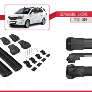 Ssangyong Turismo 2013-2019 Arası ile uyumlu ACE-1 Ara Atkı Tavan Barı SİYAH thumb 5