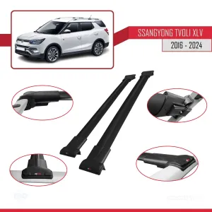 Ssangyong Tivoli XLV 2016 ve Sonrası ile Uyumlu FLY Model Ara Atkı Tavan Barı SİYAH thumb 5