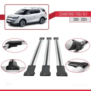 Ssangyong Tivoli XLV 2016 ve Sonrası ile Uyumlu FLY Model Ara Atkı Tavan Barı GRİ 3 ADET BAR thumb 5