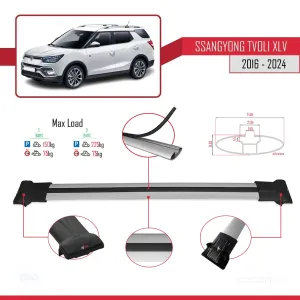 Ssangyong Tivoli XLV 2016 ve Sonrası ile Uyumlu FLY Model Ara Atkı Tavan Barı GRİ thumb 4