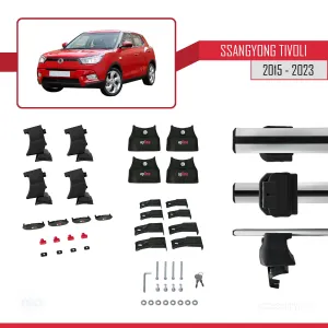 Ssangyong Tivoli 2015-2023 Arası ile uyumlu ACE-4 Ara Atkı Tavan Barı GRİ thumb 4