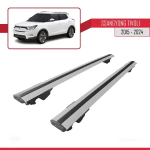 Ssangyong Tivoli 2015 ve Sonrası ile uyumlu HOOK Model Anahtar Kilitli Ara Atkı Tavan Barı GRİ thumb 4