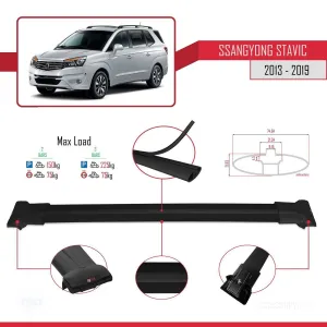Ssangyong Stavic 2013-2019 Arası ile uyumlu FLY Model Ara Atkı Tavan Barı SİYAH thumb 4