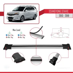 Ssangyong Stavic 2013-2019 Arası ile uyumlu FLY Model Ara Atkı Tavan Barı GRİ 3 ADET BAR - Görsel 4