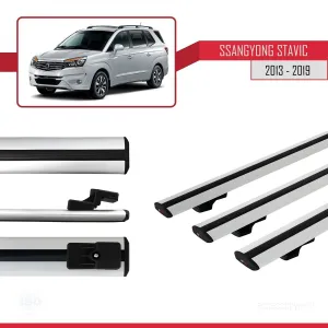 Ssangyong Stavic 2013-2019 Arası ile uyumlu Basic Model Ara Atkı Tavan Barı GRİ 3 ADET thumb 3