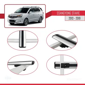 Ssangyong Stavic 2013-2019 Arası ile uyumlu Basic Model Ara Atkı Tavan Barı GRİ 3 ADET thumb 4