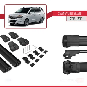 Ssangyong Stavic 2013-2019 Arası ile uyumlu ACE-1 Ara Atkı Tavan Barı SİYAH - Görsel 5