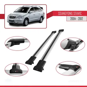 Ssangyong Stavic 2004-2012 Arası ile uyumlu FLY Model Ara Atkı Tavan Barı GRİ thumb 5