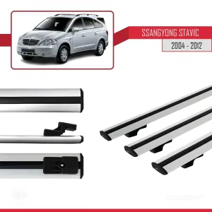 Ssangyong Stavic 2004-2012 Arası ile uyumlu Basic Model Ara Atkı Tavan Barı GRİ 3 ADET thumb 3