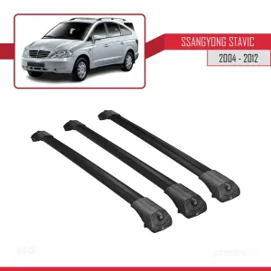 Ssangyong Stavic 2004-2012 Arası ile uyumlu ACE-1 Ara Atkı Tavan Barı SİYAH 3 ADET BAR - Görsel 3