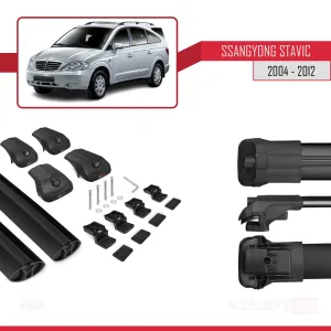 Ssangyong Stavic 2004-2012 Arası ile uyumlu ACE-1 Ara Atkı Tavan Barı SİYAH thumb 5