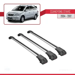 Ssangyong Stavic 2004-2012 Arası ile uyumlu ACE-1 Ara Atkı Tavan Barı GRİ 3 ADET BAR thumb 3