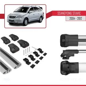 Ssangyong Stavic 2004-2012 Arası ile uyumlu ACE-1 Ara Atkı Tavan Barı GRİ thumb 5