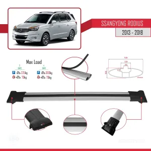 Ssangyong Rodius 2013-2018 Arası ile Uyumlu FLY Model Ara Atkı Tavan Barı GRİ 3 ADET BAR - Görsel 4