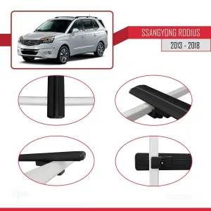 Ssangyong Rodius 2013-2018 Arası ile uyumlu Basic Model Ara Atkı Tavan Barı SİYAH 3 ADET - Görsel 4