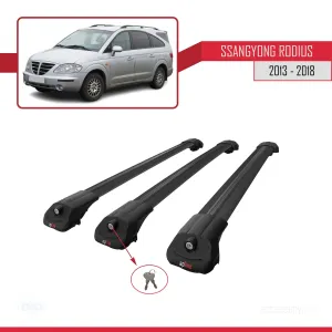 Ssangyong Rodius 2013-2018 Arası ile uyumlu ACE-1 Ara Atkı Tavan Barı SİYAH 3 ADET BAR thumb 4