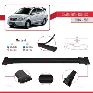 Ssangyong Rodius 2004-2012 Arası ile uyumlu FLY Model Ara Atkı Tavan Barı SİYAH thumb 4