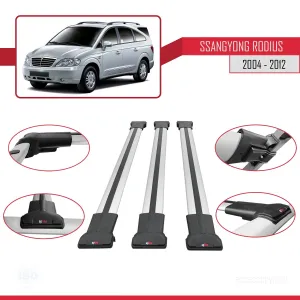 Ssangyong Rodius 2004-2012 Arası ile Uyumlu FLY Model Ara Atkı Tavan Barı GRİ 3 ADET BAR - Görsel 5