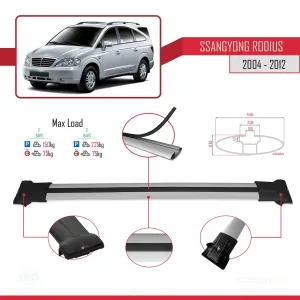 Ssangyong Rodius 2004-2012 Arası ile uyumlu FLY Model Ara Atkı Tavan Barı GRİ thumb 4